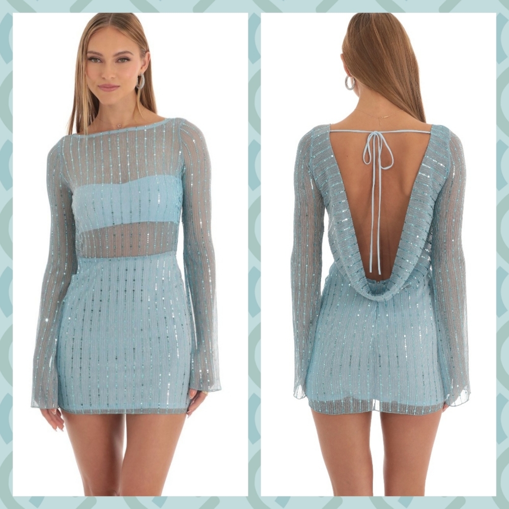 Lucy in The Sky "Olean" Sparkle Mini Dress Size XS 🩵